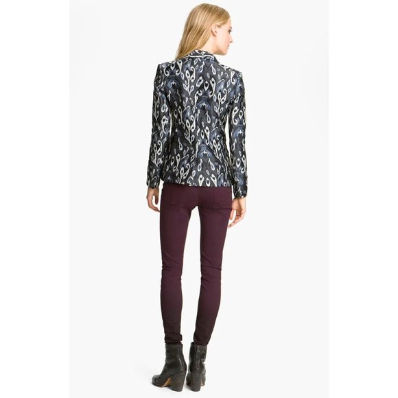 RAG & BONE Silver Ikat Brocade Jacquard Blazer Tuxedo Jacket sz 0 Women's Tux - Picture 2 of 14